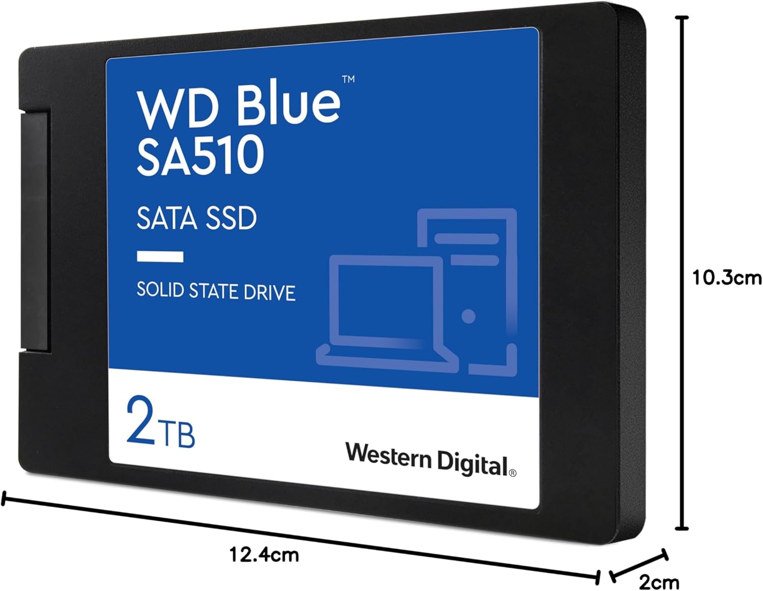 WD Blue SA510 SATA SSD 2 TB 2,5 Zoll, Lesen bis 560 MB/s, Schreiben bis 520 MB/s