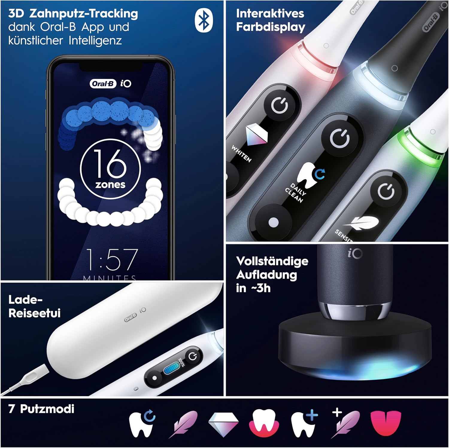 Oral-B iO Series 9 Plus Edition Electric Toothbrush/Electric Toothbrush, PLUS 3 brush heads incl. whitening, magnetic case