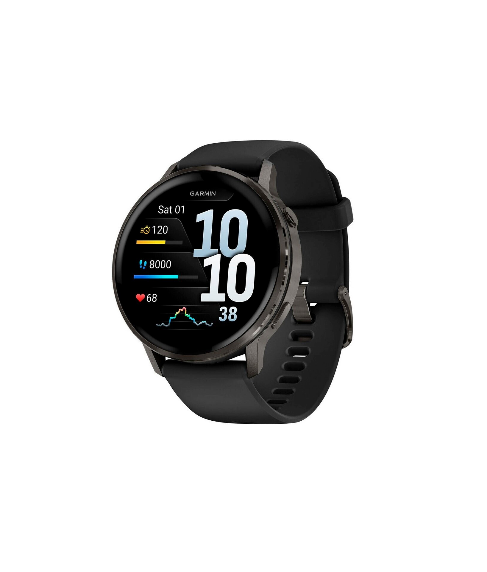 Garmin Venu 4 Fitness-Smartwatch, 1,2 Zoll AMOLED Touchdisplay Schwarz/Schiefergrau Silikon-Armband