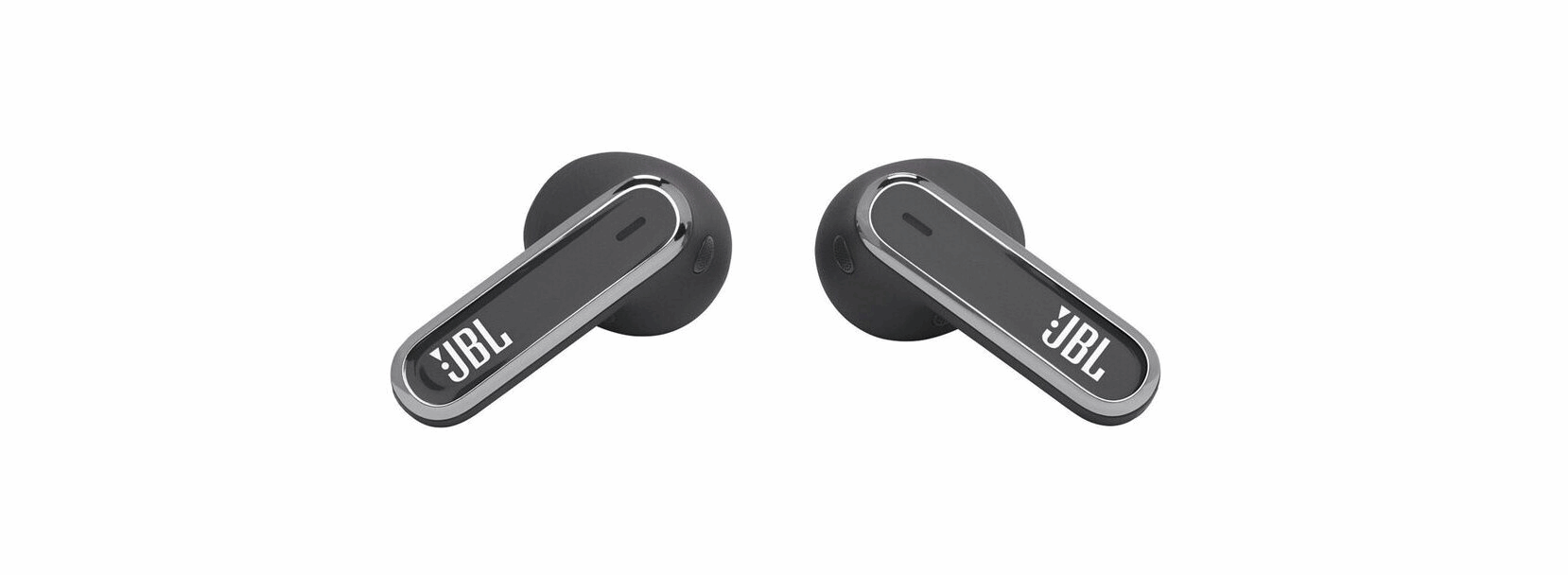 JBL Live Flex In-Ear Kopfhörer in Schwarz mit glänzenden Akzenten und dezentem JBL Logo.