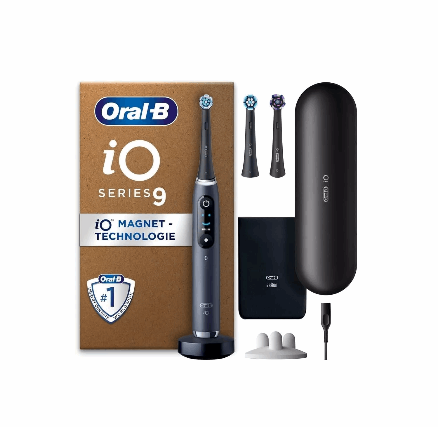 Oral-B iO Series 9 Plus Edition Elektrische Zahnbürste/Electric Toothbrush, PLUS 3 Aufsteckbürsten inkl. Whitening, Magnet-Etui