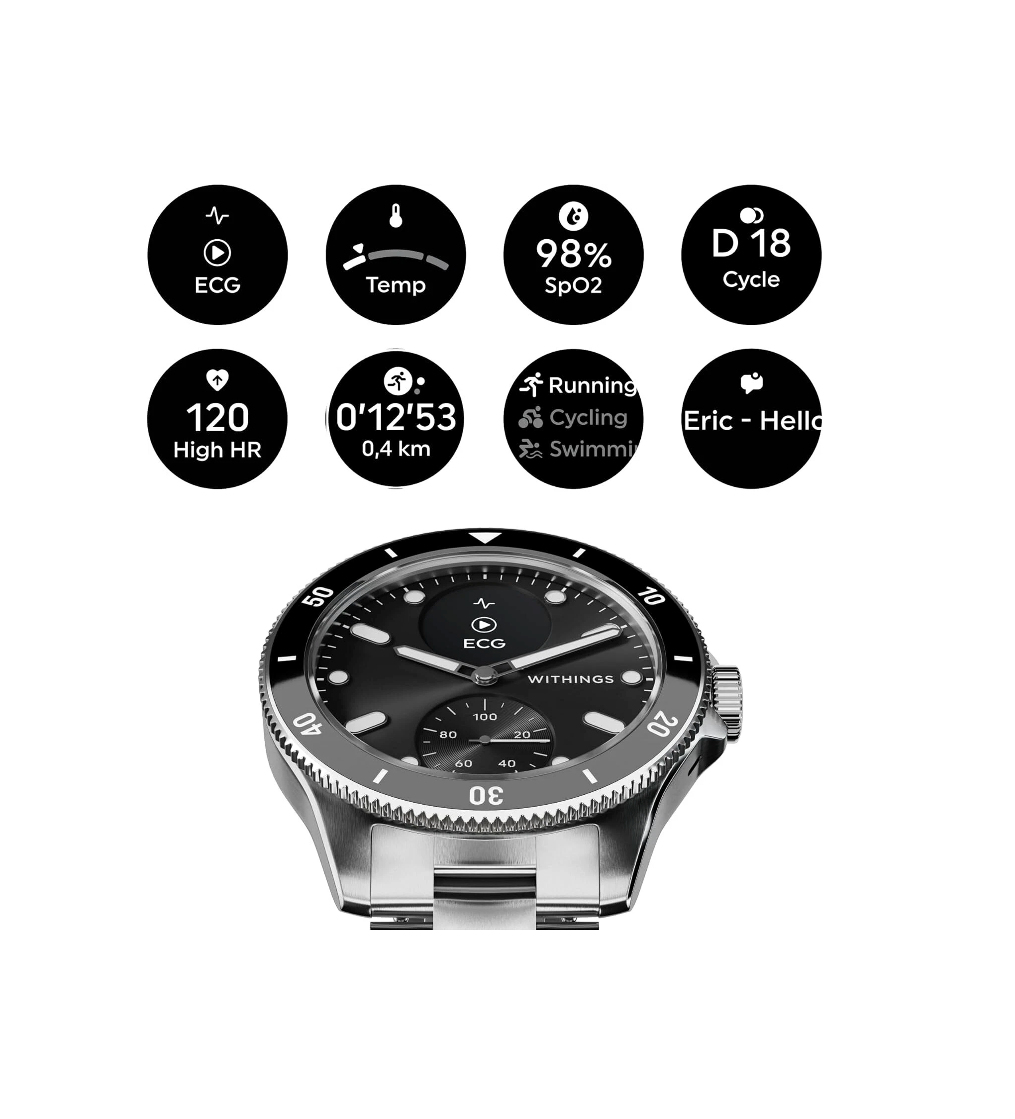 Withings ScanWatch Nova – Smart Hybrid Uhr mit EKG, SpO2-Messung und Schlafapnoe-Erkennung