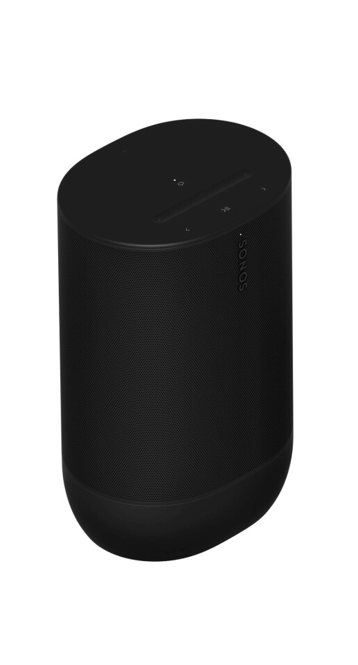 Eleganter schwarzer Sonos Move 2 tragbarer Lautsprecher seitlich