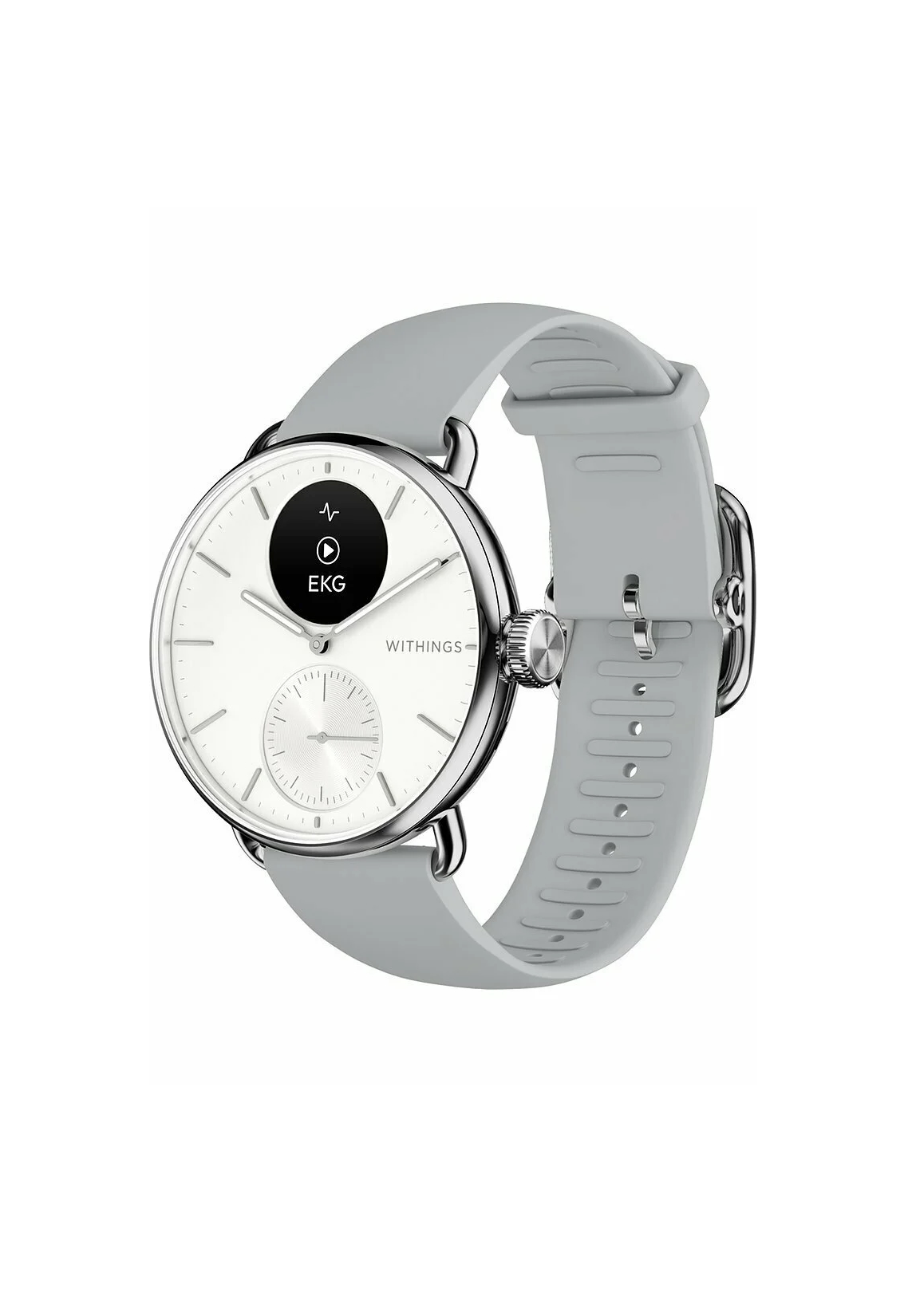 withings scanwatch 2 38mm Silber Gehäuse - Hybride Smartwatch - seitlich