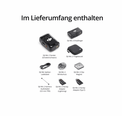 DJI Mic 2 (1 Sender + 1 Empfänger), kabelloses Mikrofon mit intelligenter Rauschunterdrückung