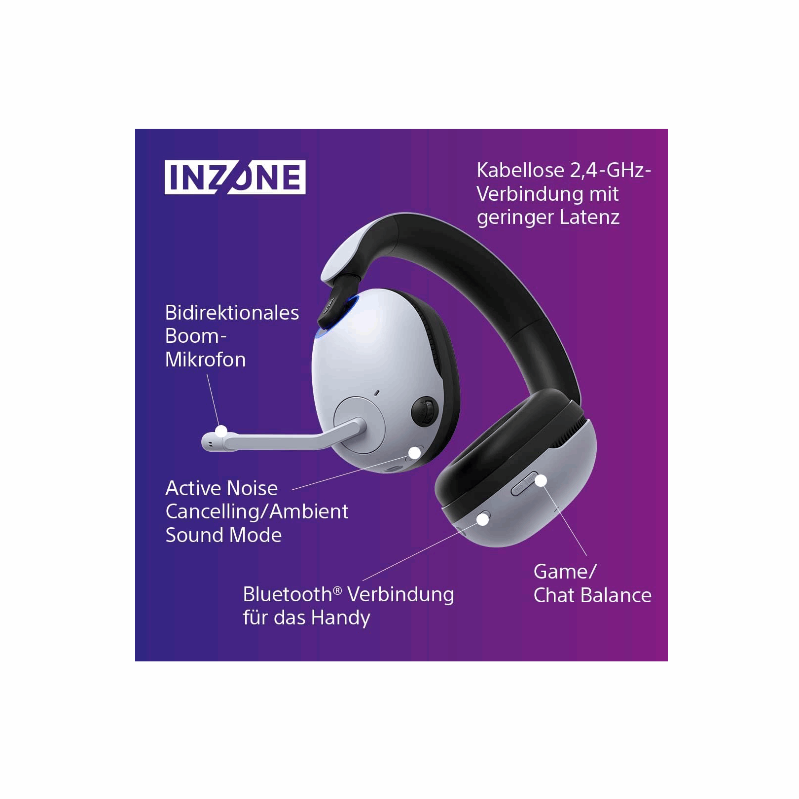 Sony INZONE H9 kabelloses Gaming-Headset mit Noise Cancelling