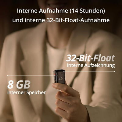 DJI Mic 2 (1 Sender + 1 Empfänger), kabelloses Mikrofon mit intelligenter Rauschunterdrückung