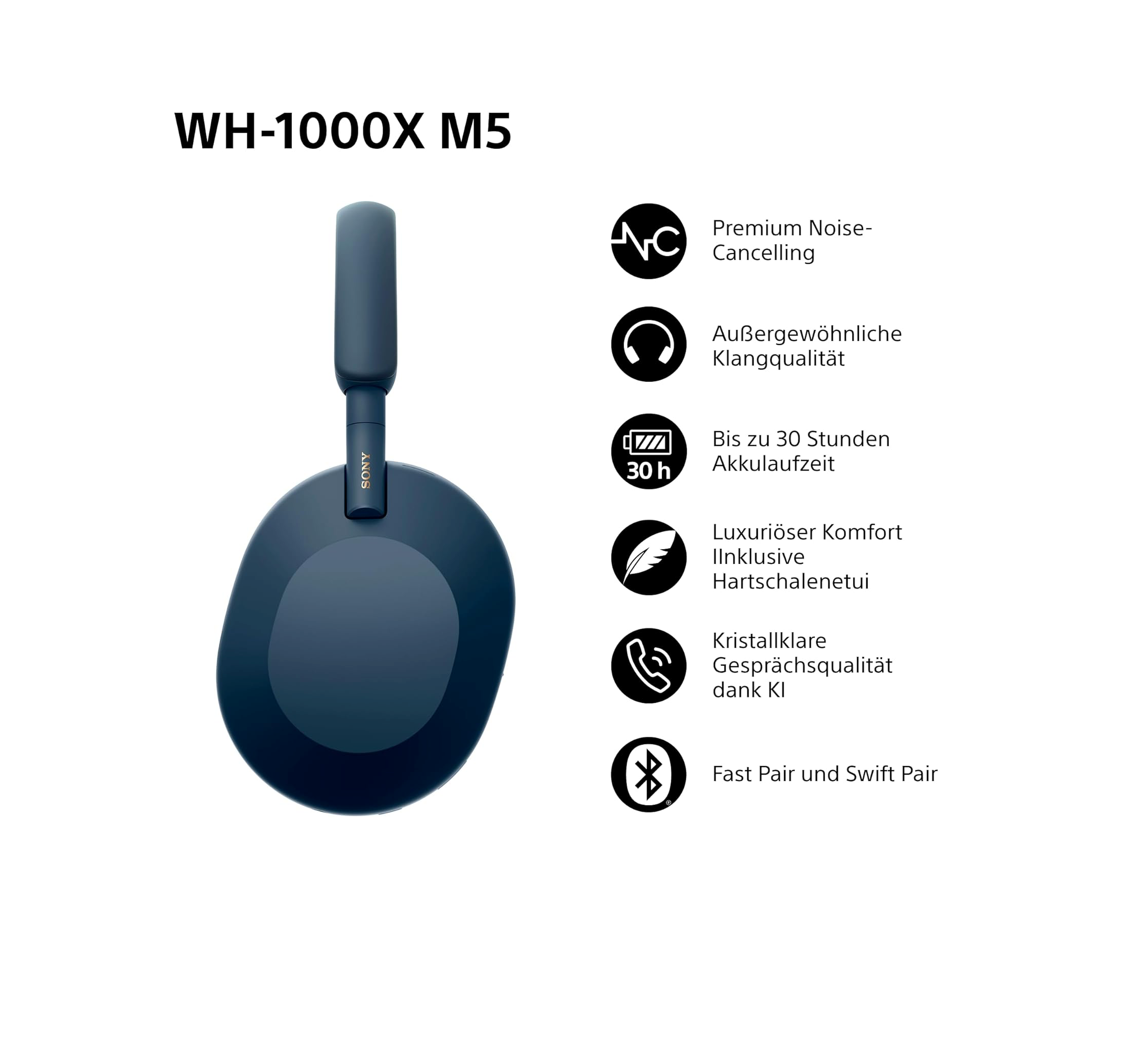 Sony WH-1000XM5 Premium Wireless Kopfhörer mit Noise Cancelling