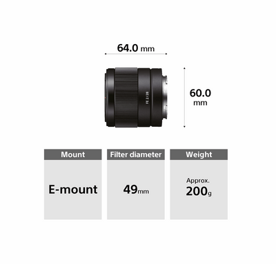 Sony SEL-28F20 28mm F2.0 Weitwinkel Festbrennweite für Sony E-Mount