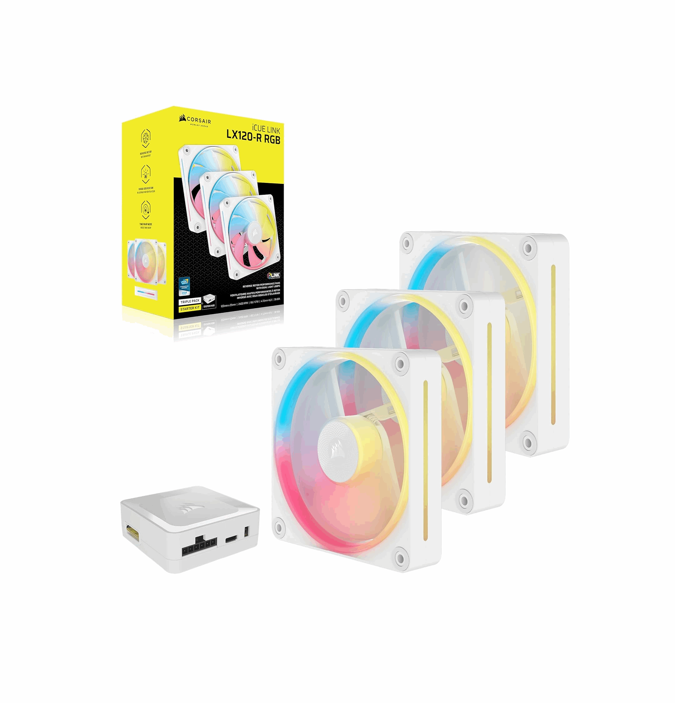CORSAIR iCUE LINK LX120-R RGB 120mm PWM-Umkehrlüfter – Dreifach-Lüfter-Kit