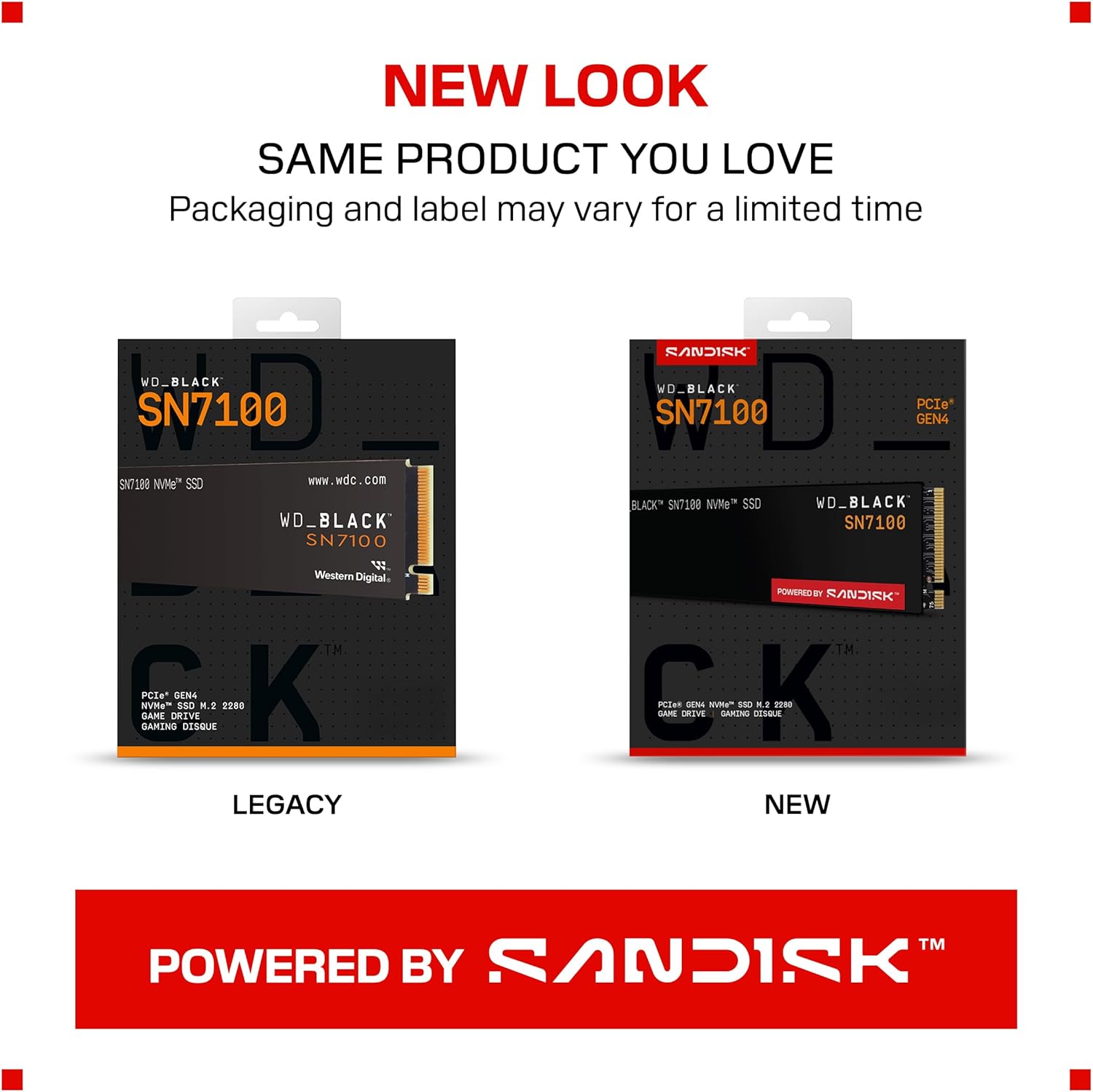 WD_BLACK™ SN7100 SSD M.2 2280 NVMe™ POWERED BY SANDISK SSD, PCIe® Gen4