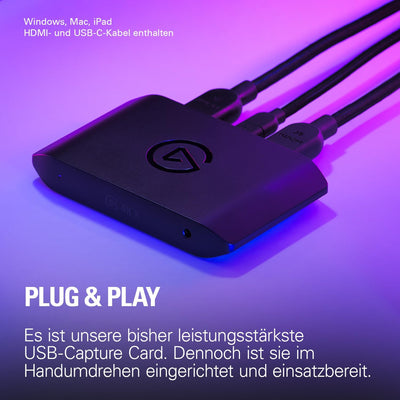 Kompakte Elgato 4K X Capture Card mit Anschlüssen