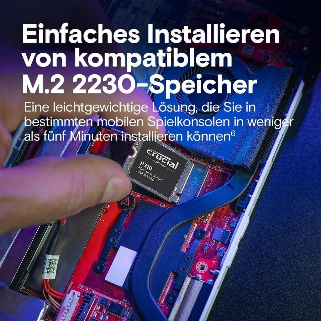 Crucial P310 PCIe Gen4 NVMe 2230 M.2 SSD intern, bis 7.100 MB/s