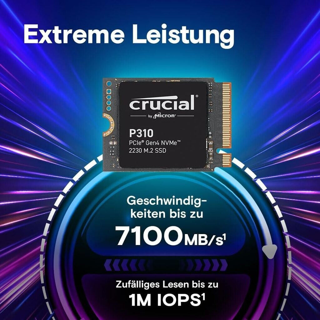 Crucial P310 PCIe Gen4 NVMe 2230 M.2 SSD intern, bis 7.100 MB/s