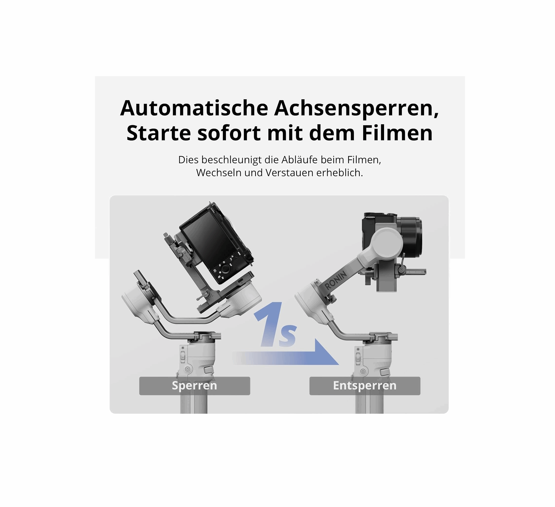 DJI RS 4 Mini Gimbal Stabilisator mit automatischen Achsensperren.
