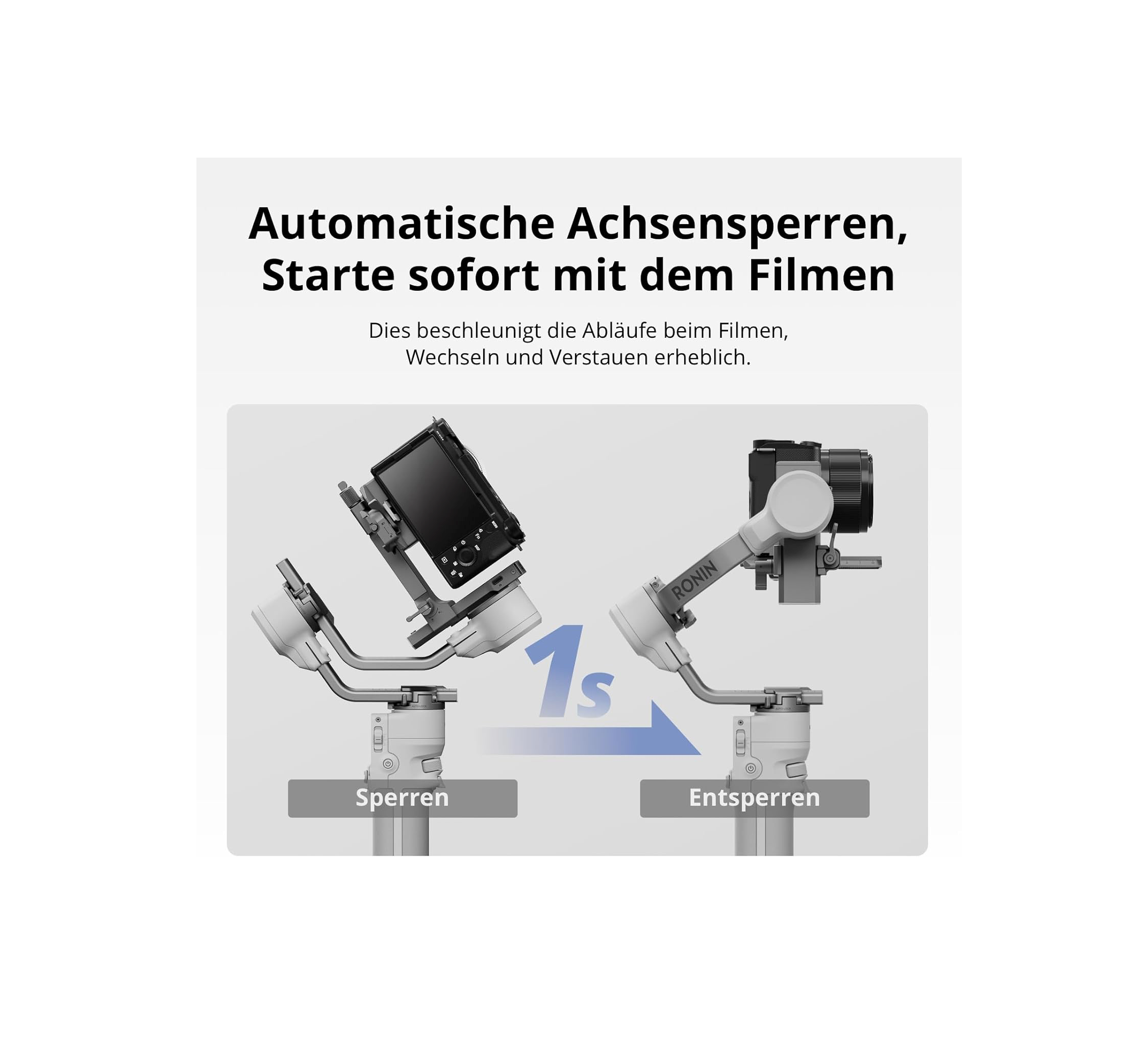 DJI RS 4 Mini Gimbal Stabilisator mit automatischen Achsensperren.
