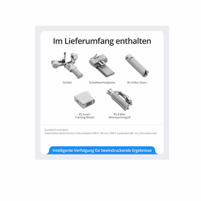 DJI RS 4 Mini Gimbal Stabilisator mit Combo-Zubehör.