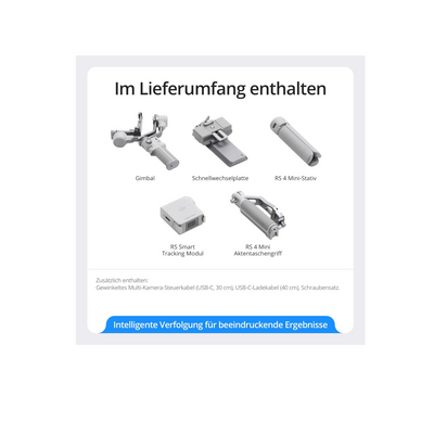 DJI RS 4 Mini Gimbal Stabilisator mit Combo-Zubehör.