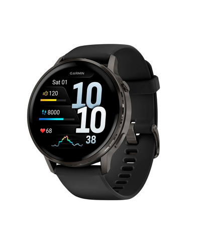 Garmin Venu 4 Fitness-Smartwatch, 1,2 Zoll AMOLED Touchdisplay Schwarz/Schiefergrau Silikon-Armband