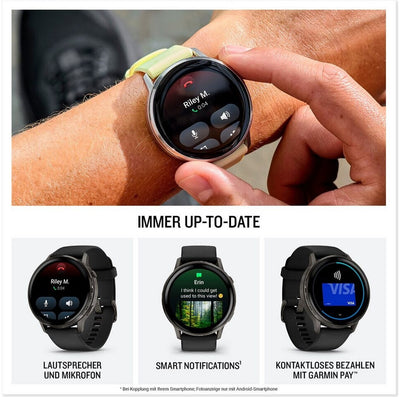 Garmin Venu 4 Fitness-Smartwatch, 1,2 Zoll AMOLED Touchdisplay Schwarz/Schiefergrau Silikon-Armband