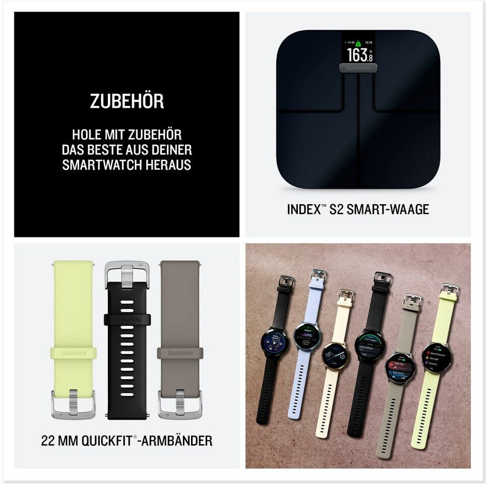 Garmin Venu 4 Fitness-Smartwatch, 1,2 Zoll AMOLED Touchdisplay Schwarz/Schiefergrau Silikon-Armband