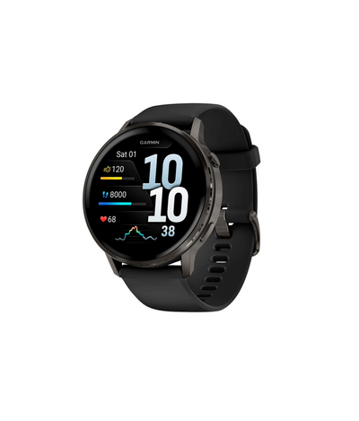 Garmin Venu 4 Fitness-Smartwatch, 1,2 Zoll AMOLED Touchdisplay Schwarz/Schiefergrau Silikon-Armband