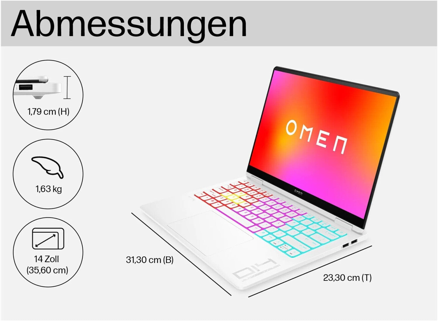HP OMEN Transcend 14 – Seitenansicht Anschlüsse