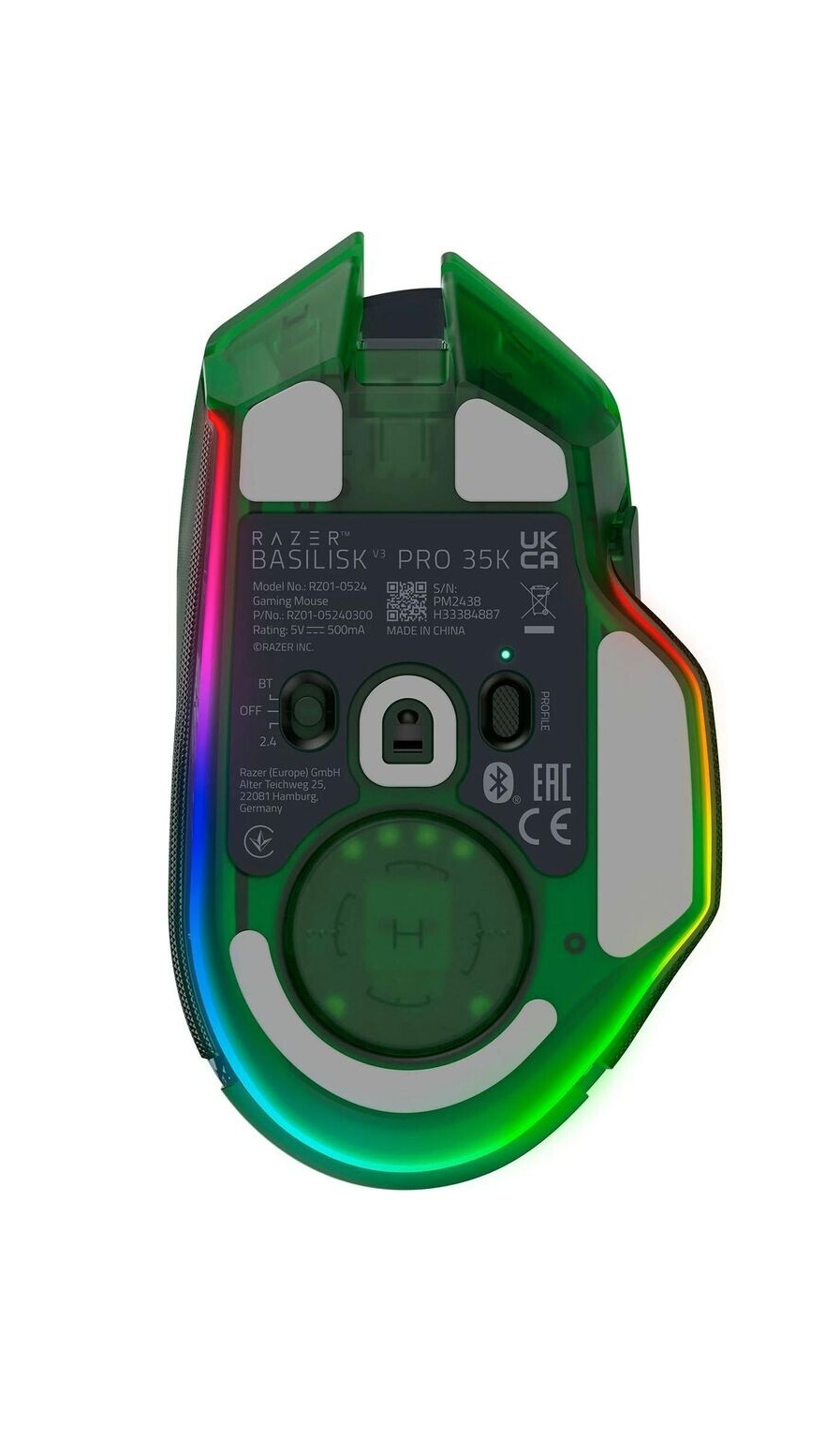 Razer Basilisk V3 Pro 35K Phantom Green Edition - kabellose ergonomische RGB-Gaming-Maus