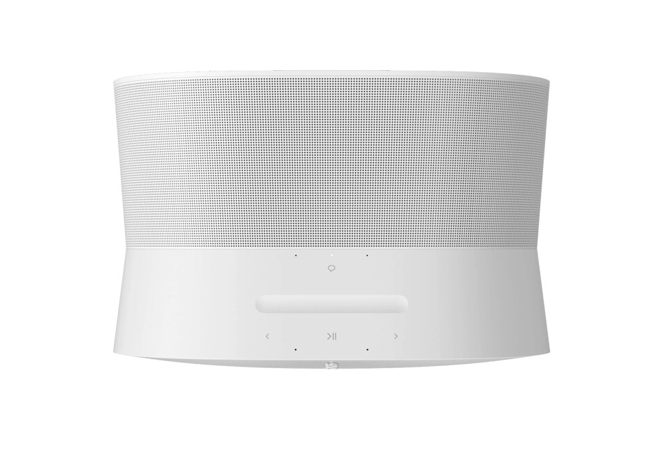 Bedienfeld des Sonos Era 300 mit Touch-Steuerung und Mikrofon-Taste.