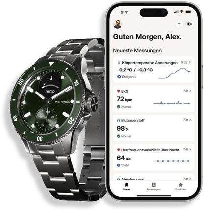 Withings ScanWatch Nova – Smart Hybrid Uhr mit EKG, SpO2-Messung und Schlafapnoe-Erkennung